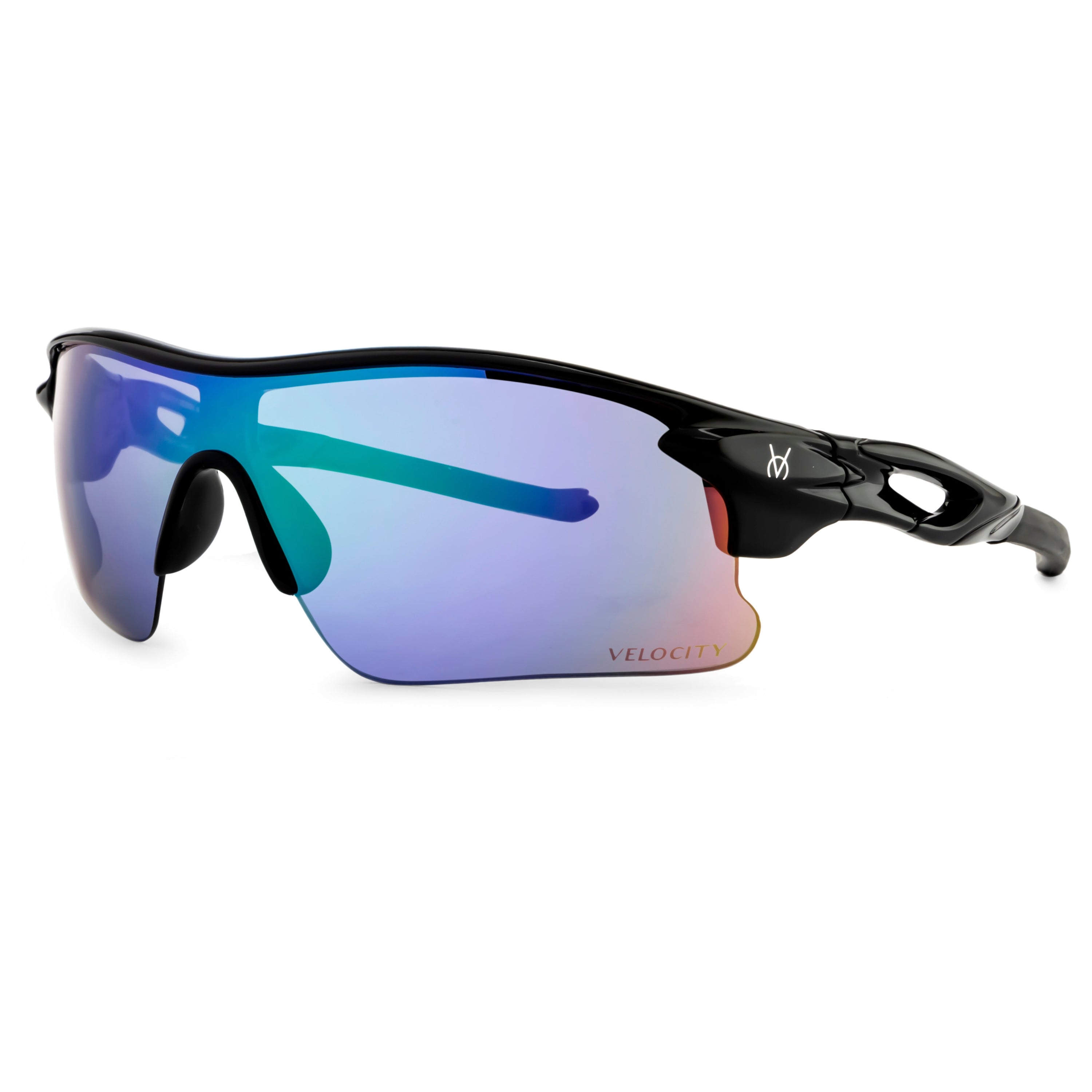 Velocity Sunglasses | Black and Blue Color | 100% UV Protected | Polycarbonate Sports Sunglasses for Men