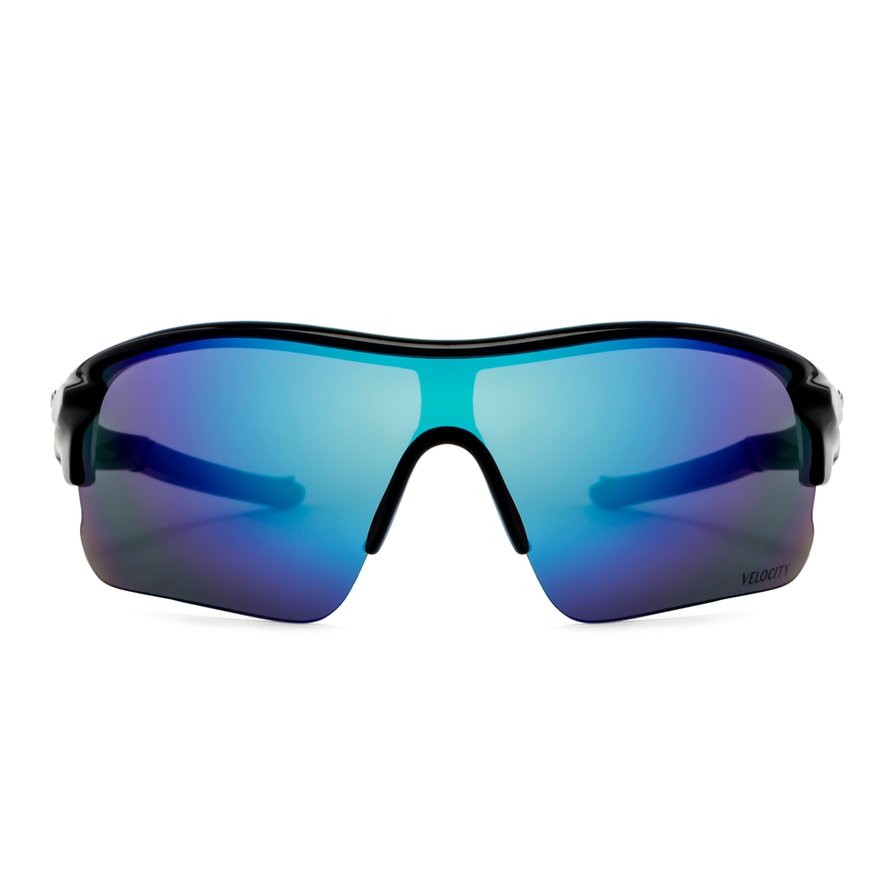 Velocity Sunglasses | Black and Blue Color | 100% UV Protected | Polycarbonate Sports Sunglasses for Men
