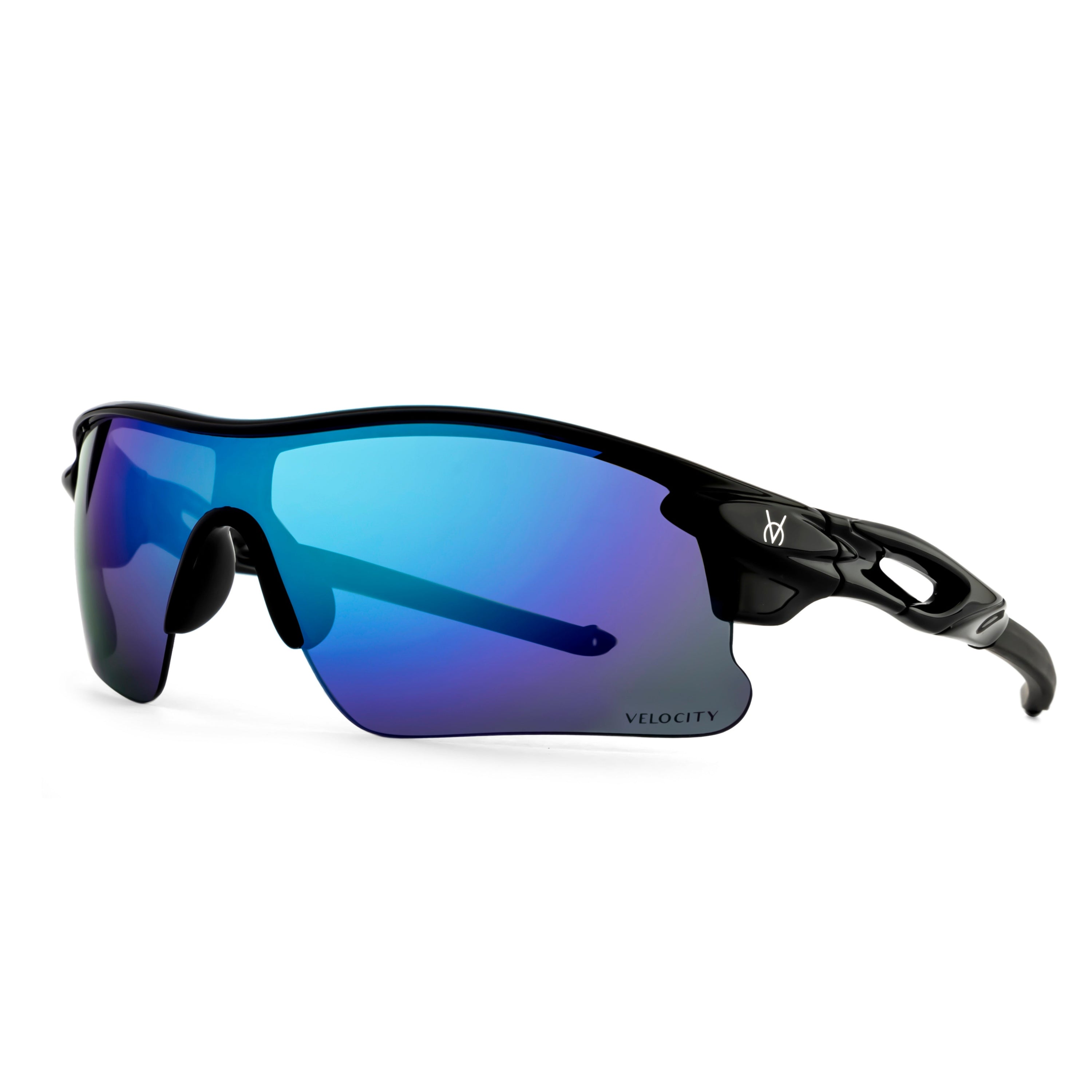 Velocity Sunglasses | Black and Blue Color | 100% UV Protected | Polycarbonate Sports Sunglasses for Men