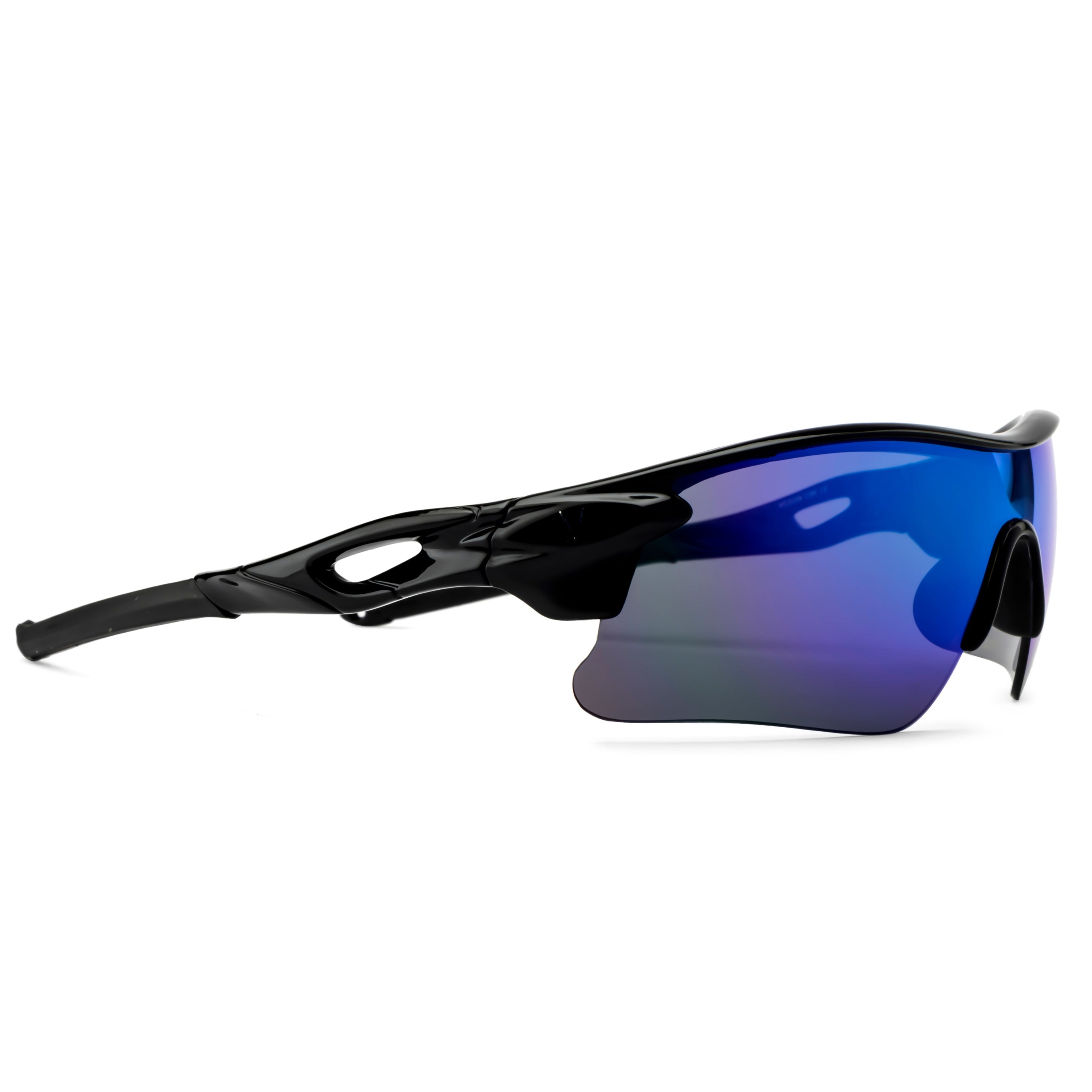 Velocity Sunglasses | Black and Blue Color | 100% UV Protected | Polycarbonate Sports Sunglasses for Men