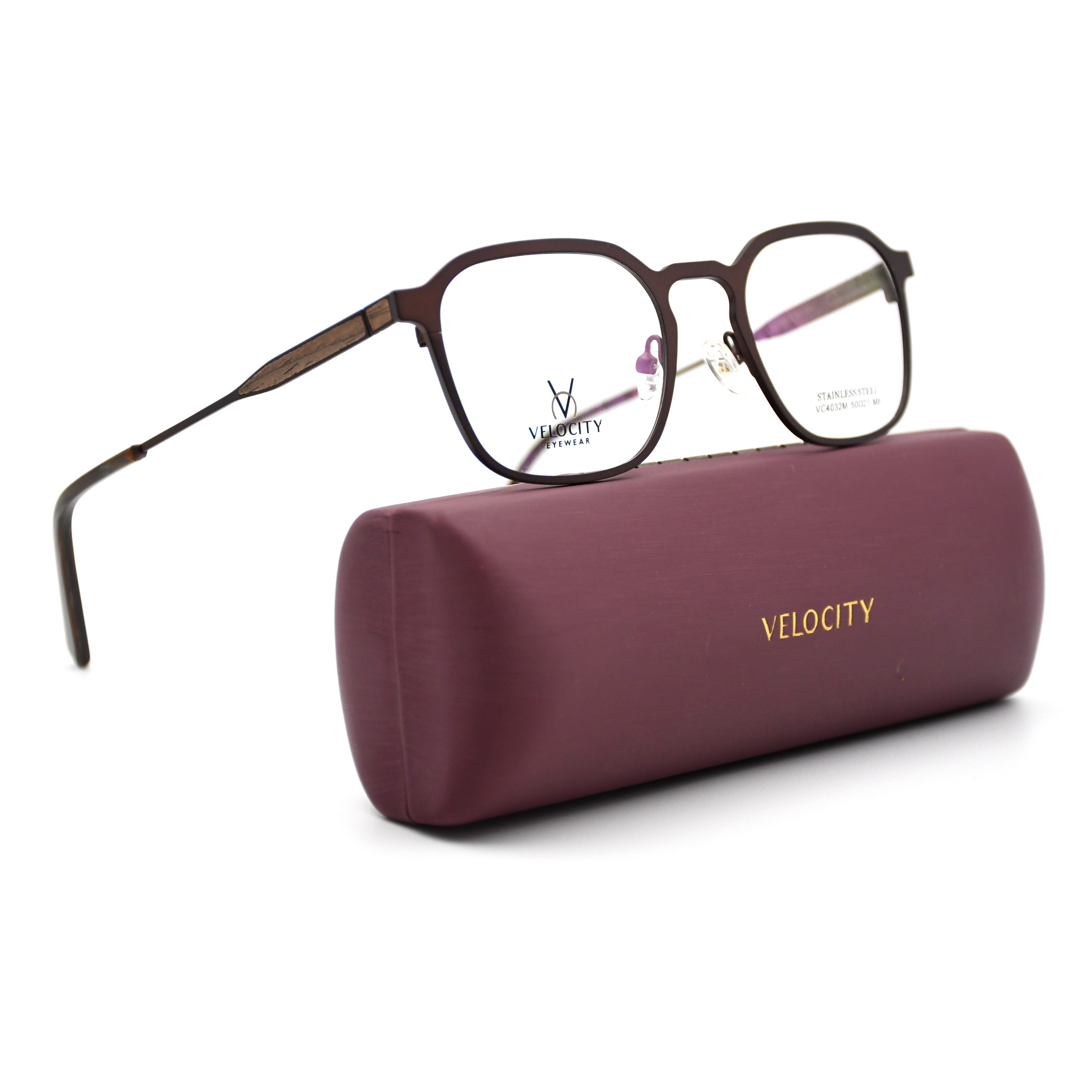 Velocity Rectangle Full Rim Metal Eyeglasses - 4032M-M8