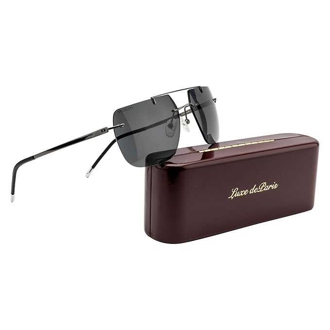 Luxe De Paris Polarized Premium Titanium Rimless Sunglasses 8232TT/C1 – Luxury Redefined
