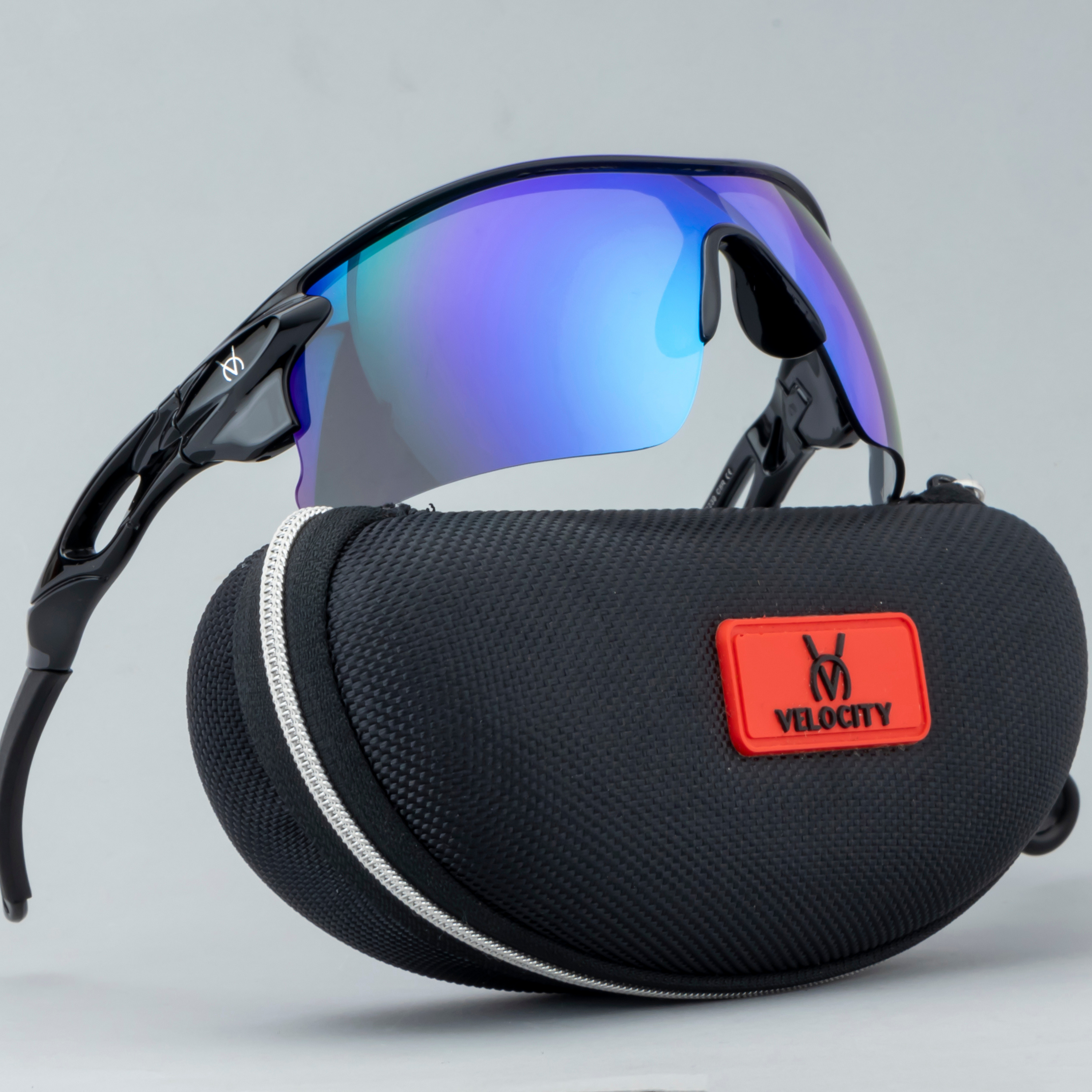 Velocity Sunglasses | Black and Blue Color | 100% UV Protected | Polycarbonate Sports Sunglasses for Men