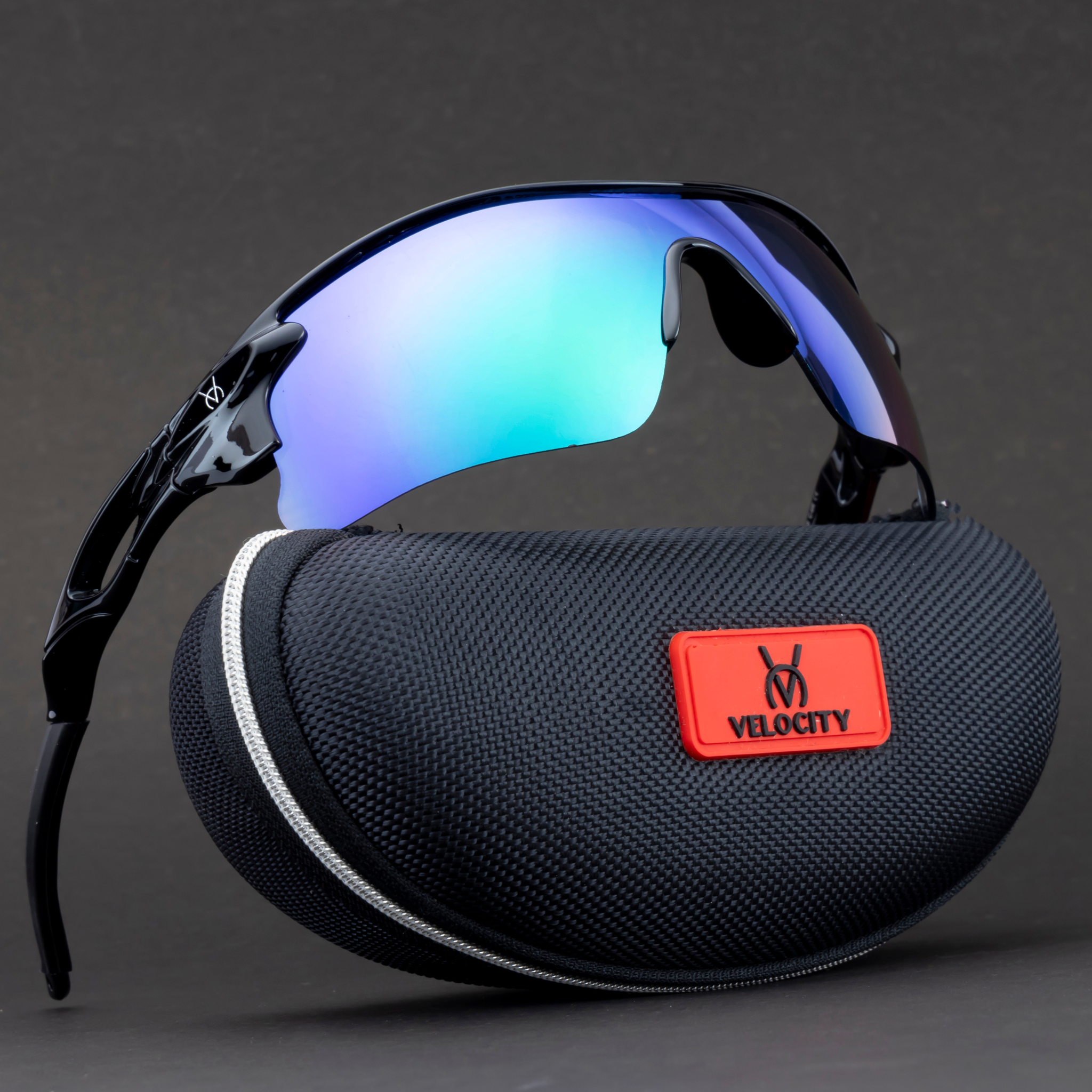 Velocity Sunglasses | Black and Blue Color | 100% UV Protected | Polycarbonate Sports Sunglasses for Men