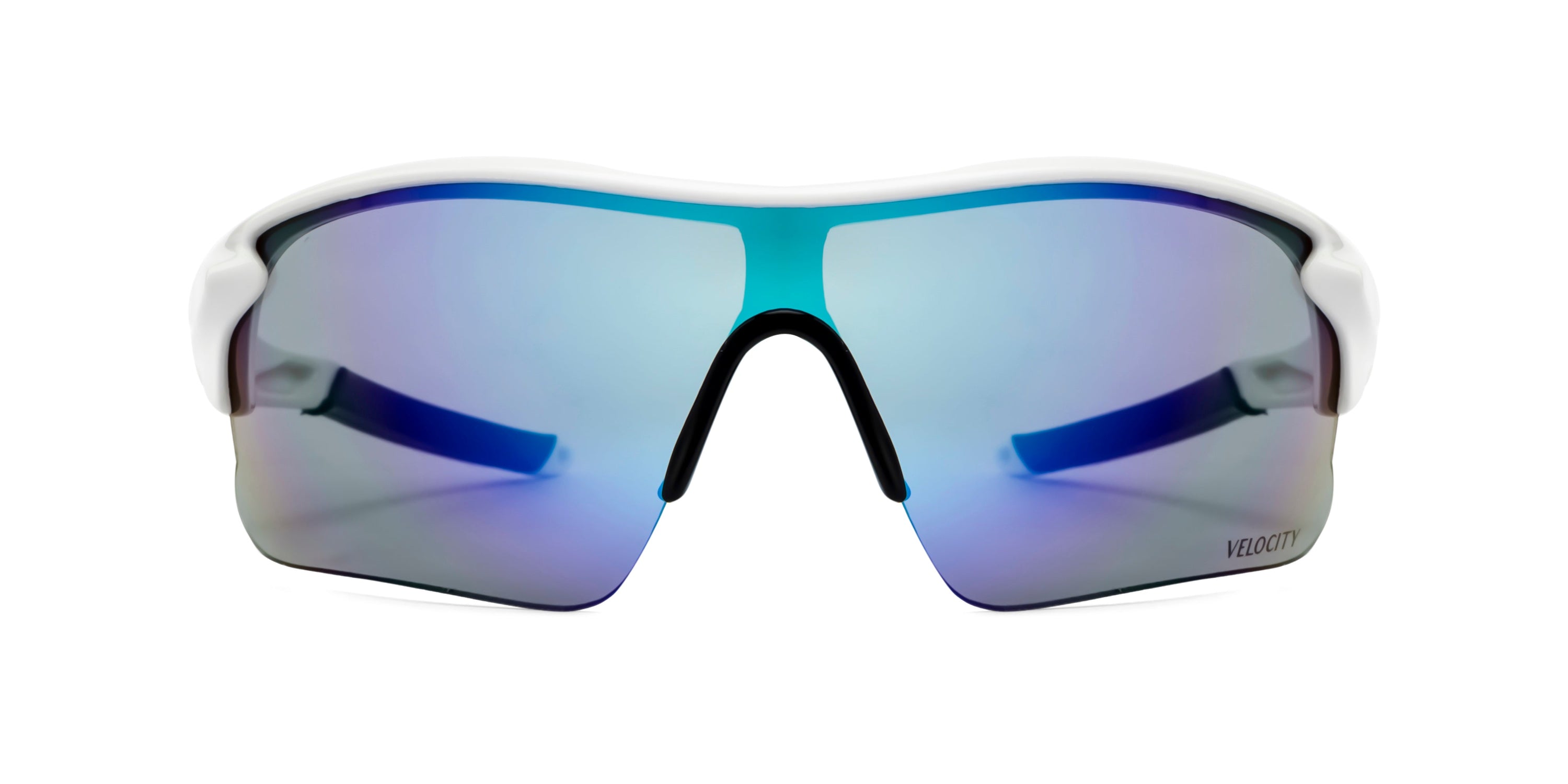 Velocity Sunglasses | White and Blue Color | 100% UV Protected | Polycarbonate Sports Sunglasses for Men