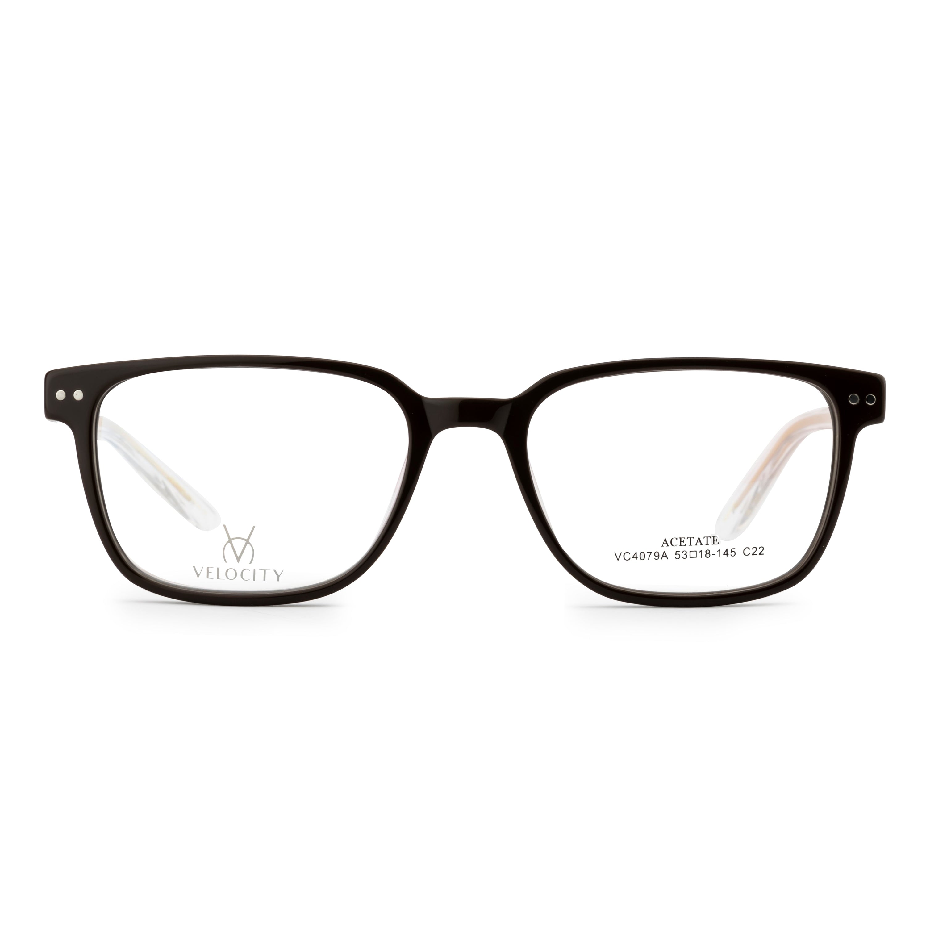 Velocity Rectangle Full Rim Eyeglasses Black and Gold
