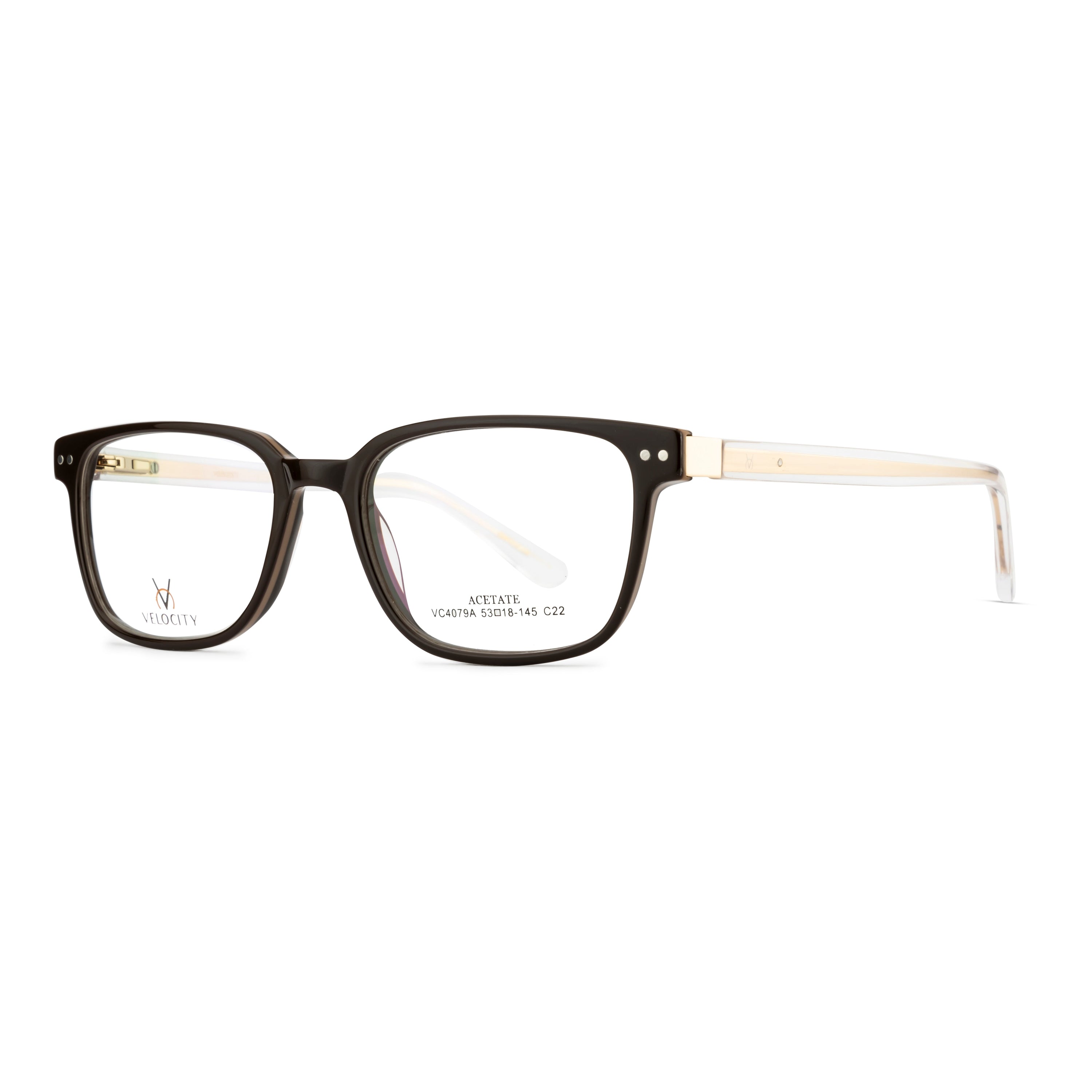 Velocity Rectangle Full Rim Eyeglasses Black and Gold