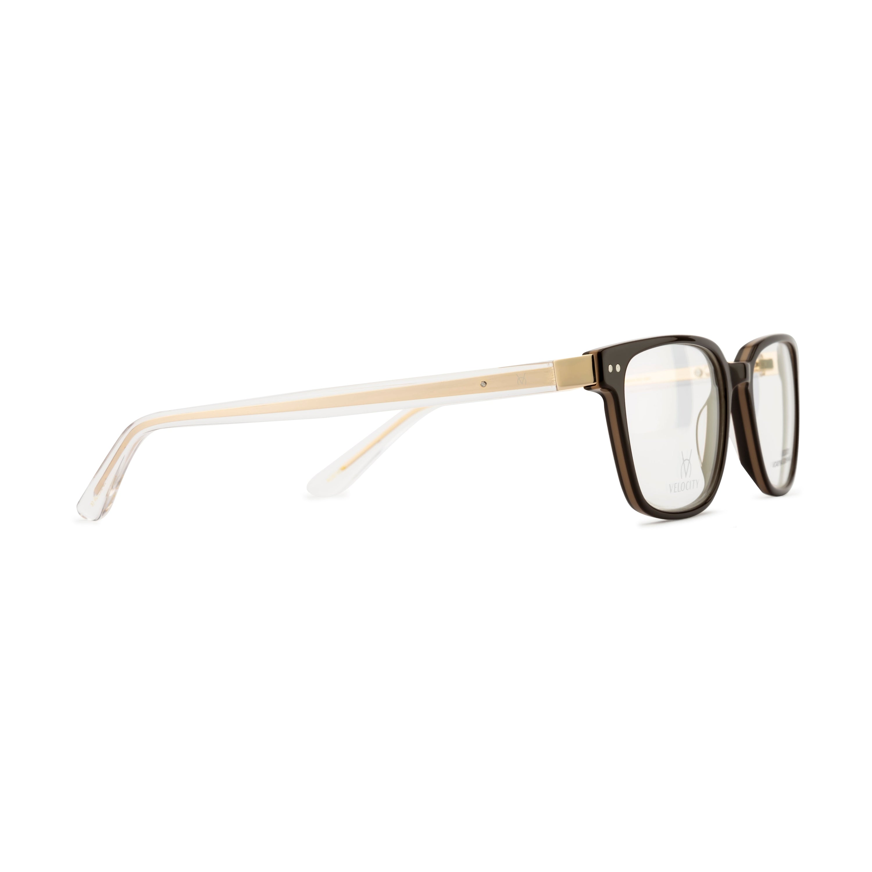 Velocity Rectangle Full Rim Eyeglasses Black and Gold