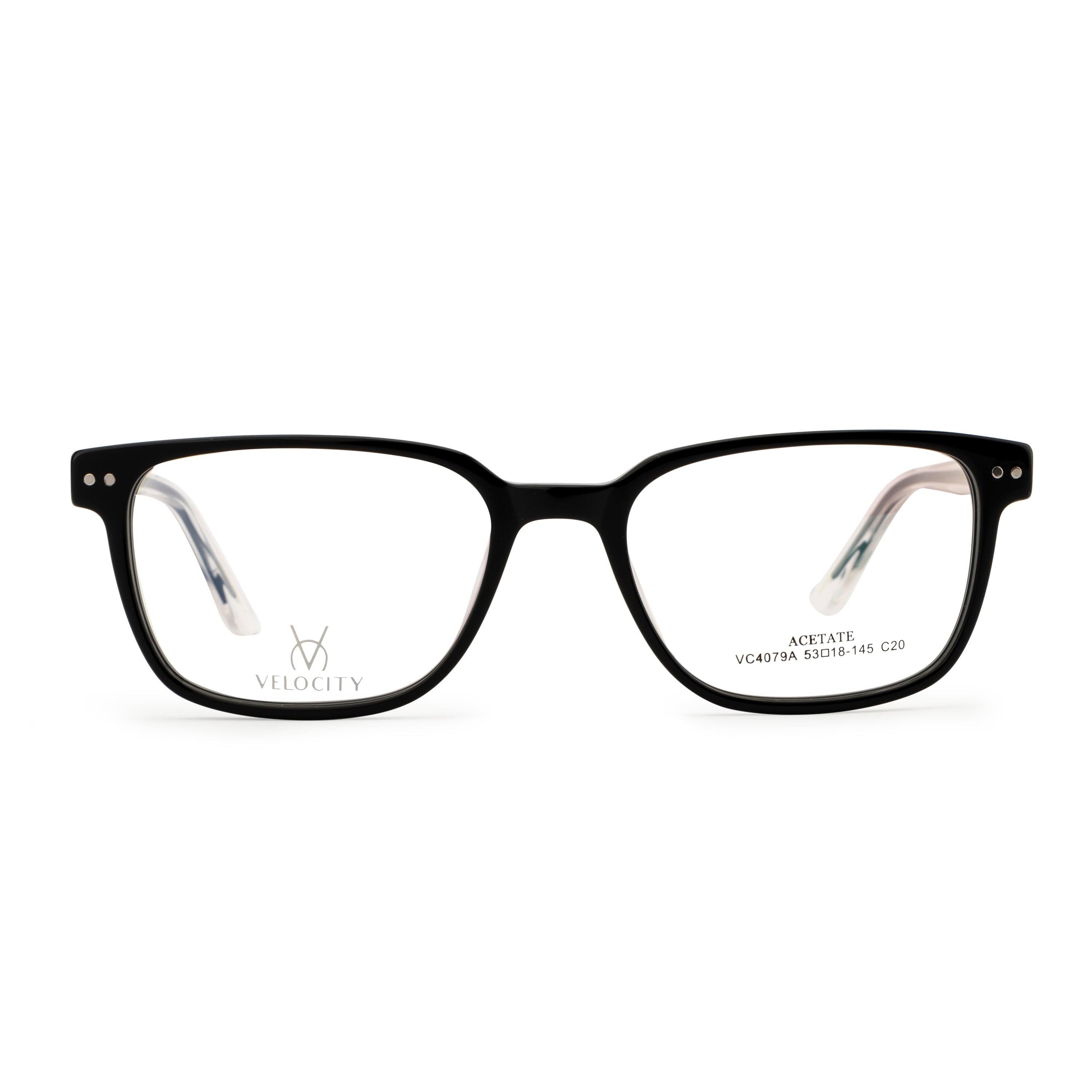 Velocity Rectangle Full Rim Eyeglasses Black & Grey