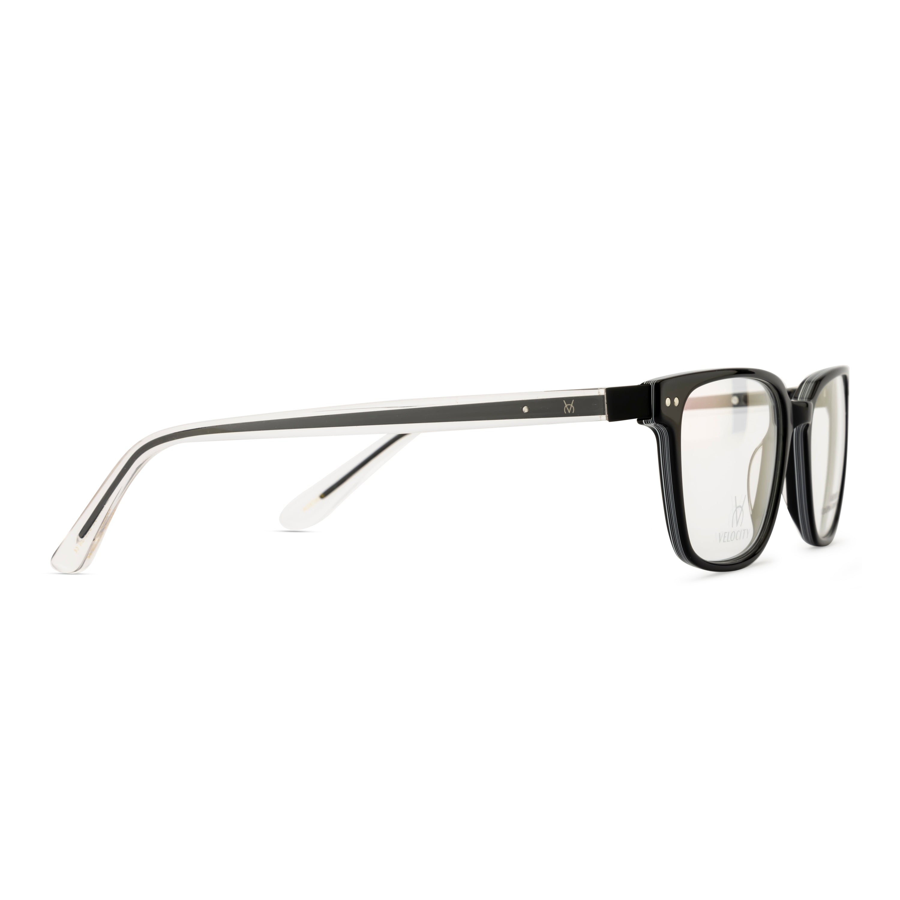 Velocity Rectangle Full Rim Eyeglasses Black & Grey