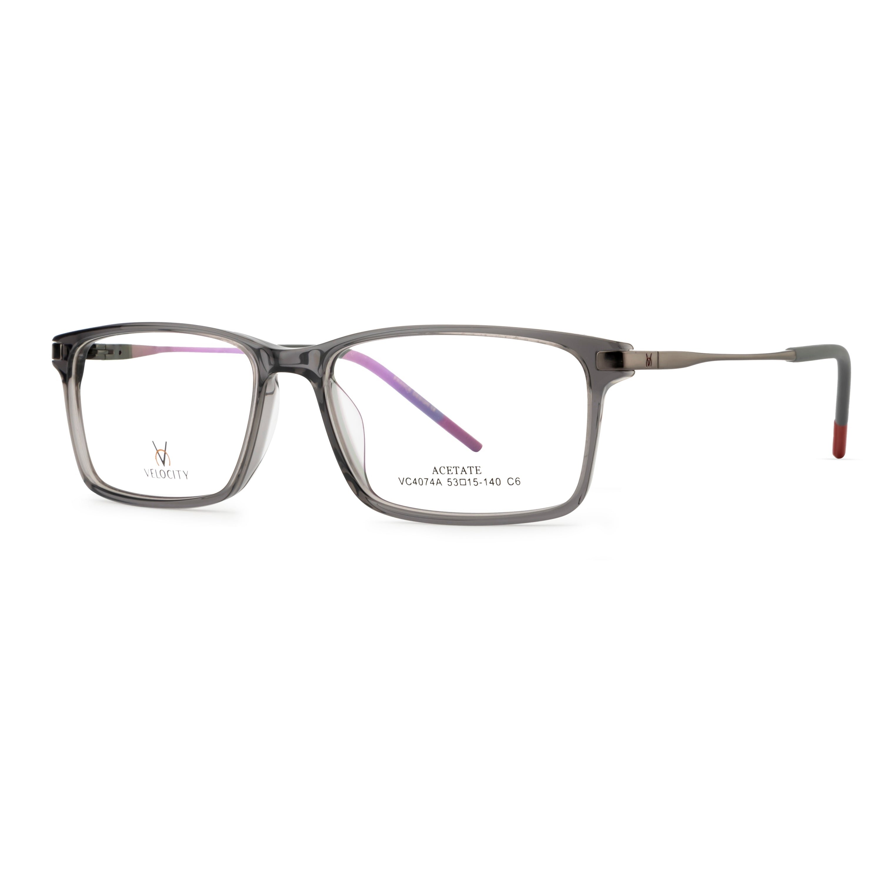 Velocity Rectangle Full Rim Eyeglasses Grey