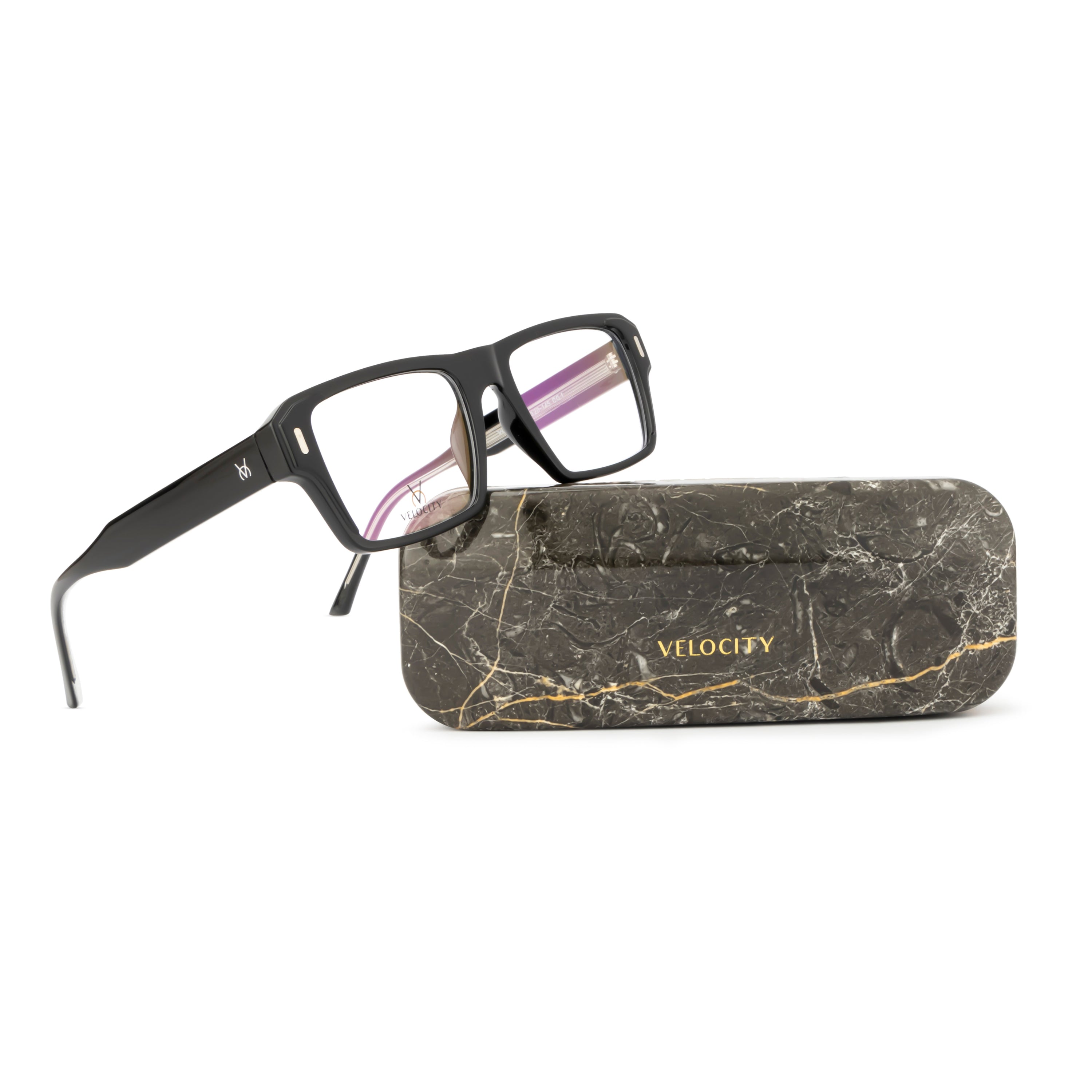 Velocity Rectangle Full Rim Eyeglasses Black