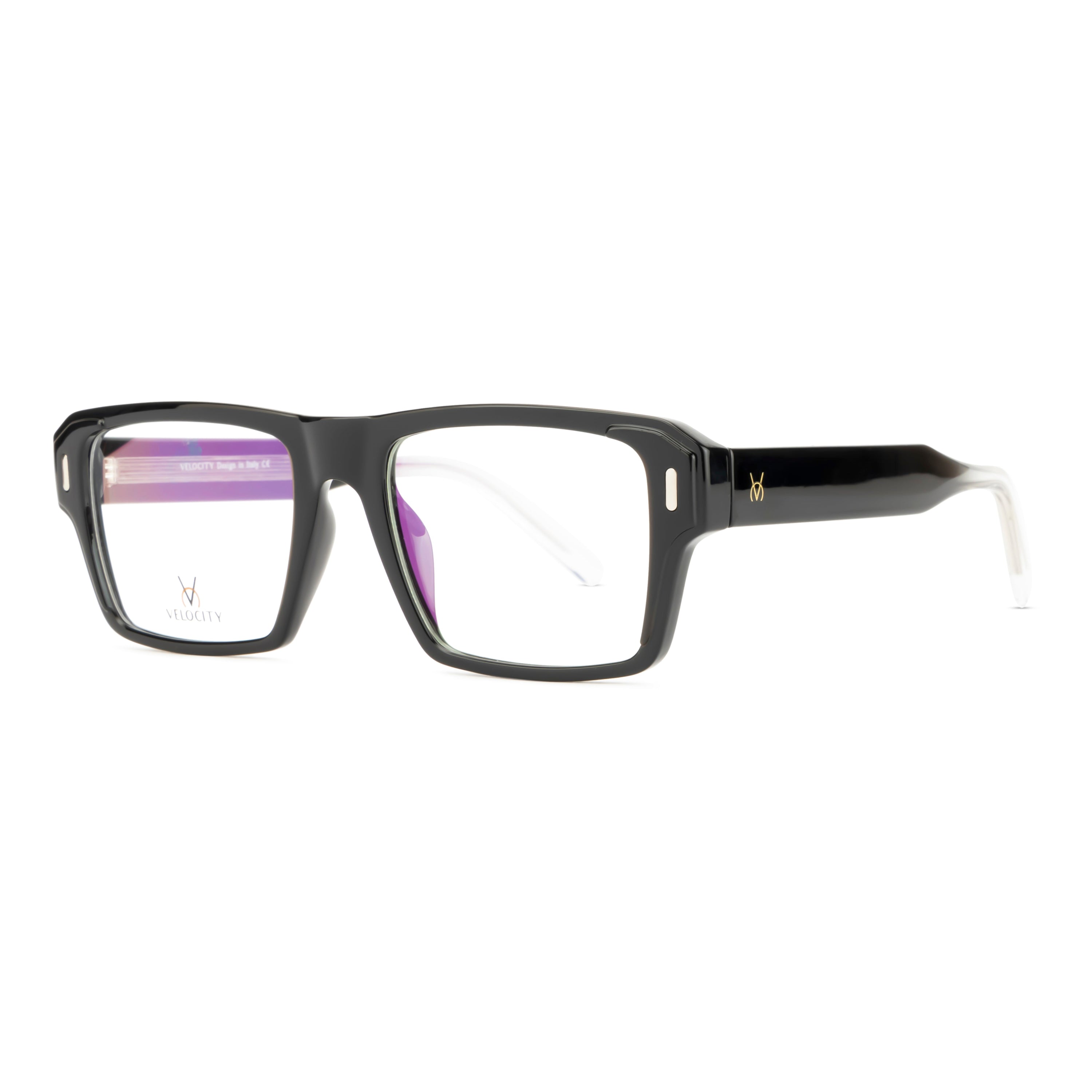 Velocity Rectangle Full Rim Eyeglasses Black