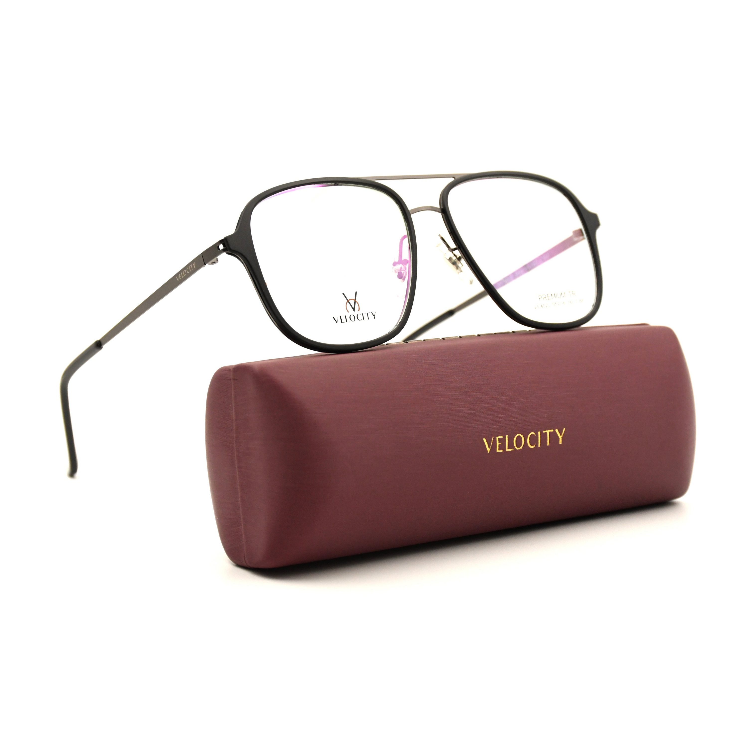 Velocity Rectangle Full Rim Metal Eyeglasses - 4022-C1M